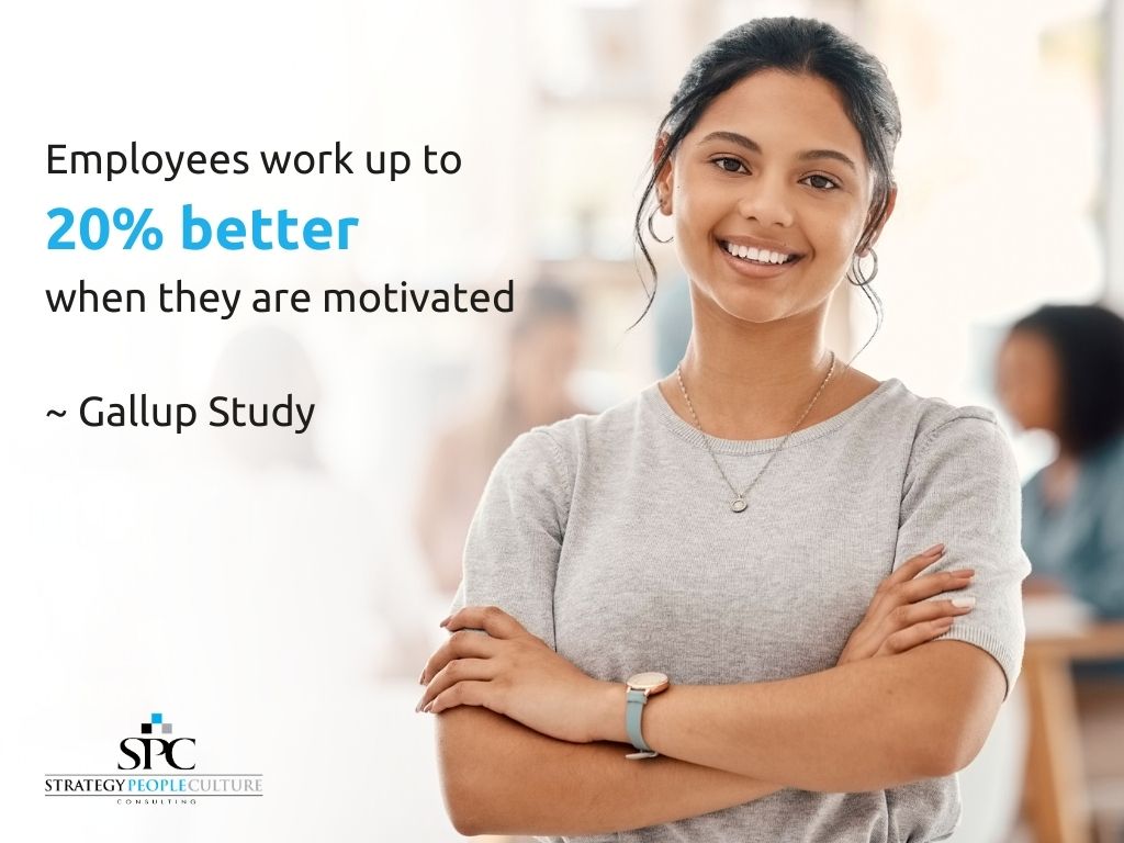 20% of employees work better when motivated - Gallup study